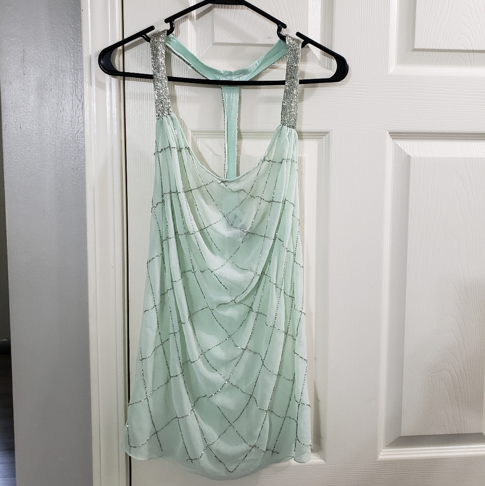 Buckle Beaded sheer light green top ON SALE 11pm - Picture 1 of 4